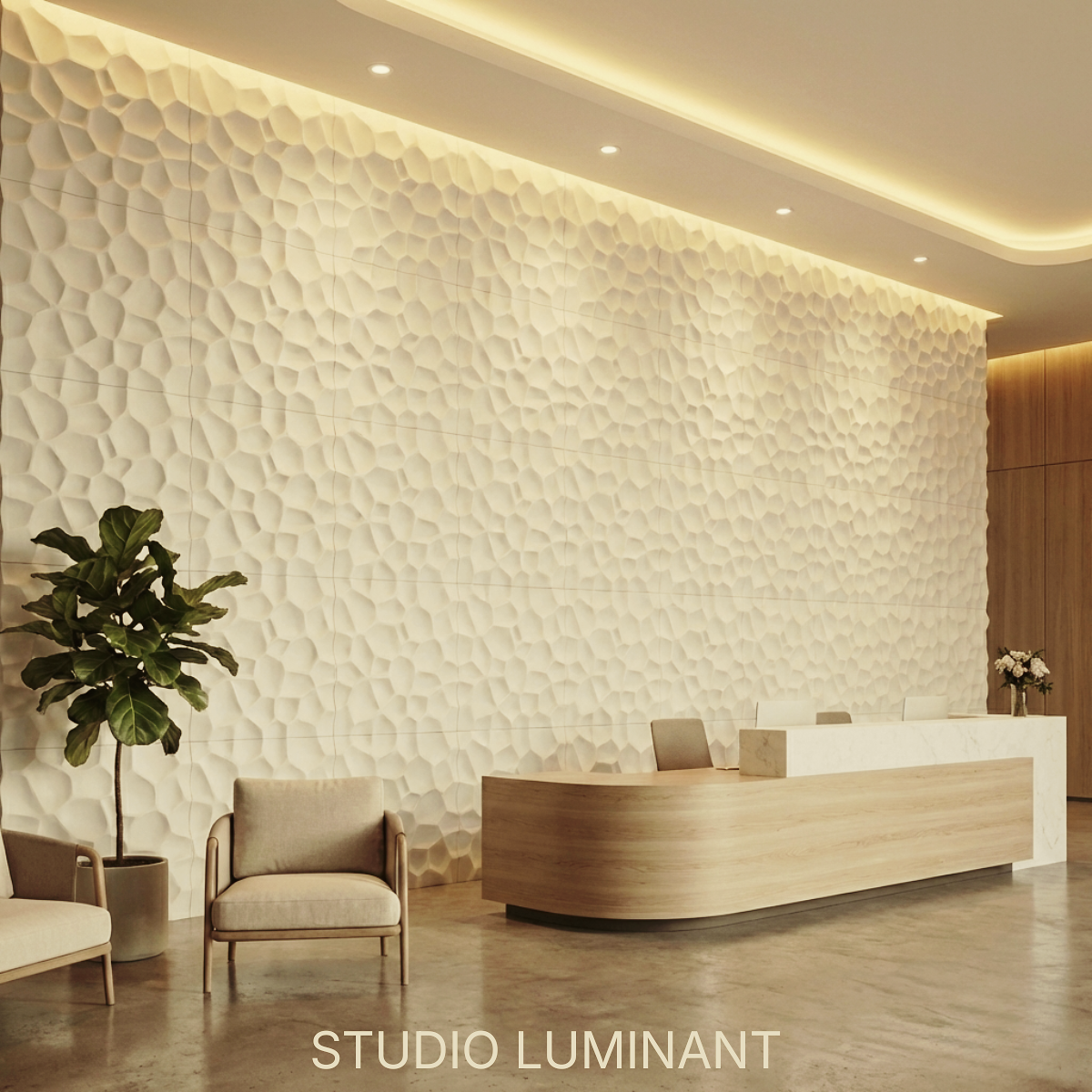 Luxury hotel lobby organic relief wall cladding