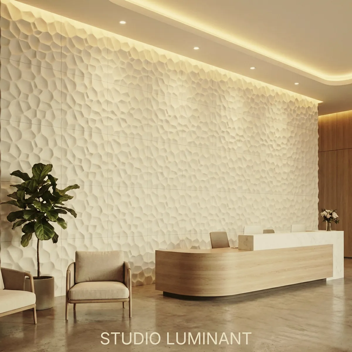 Luxury hotel lobby organic relief wall cladding