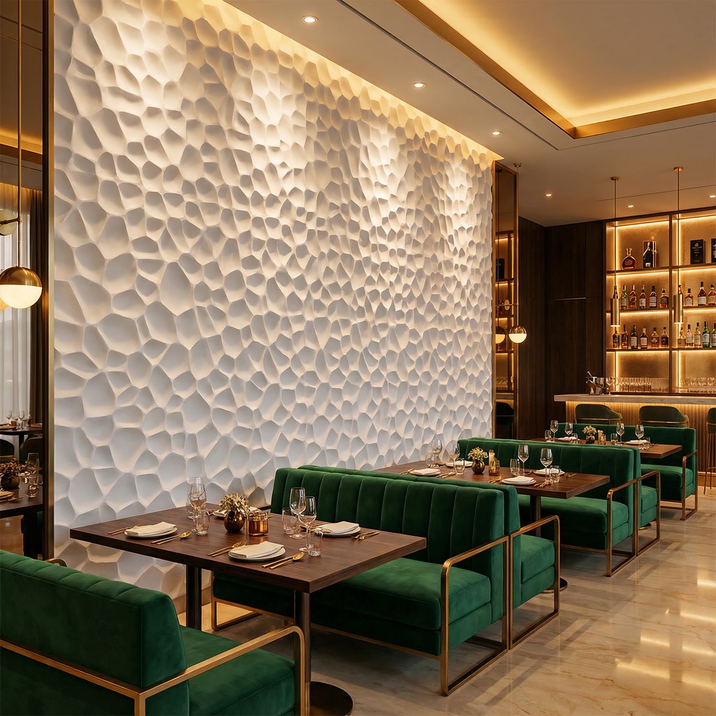 Organic cell relief wall — restaurant interior