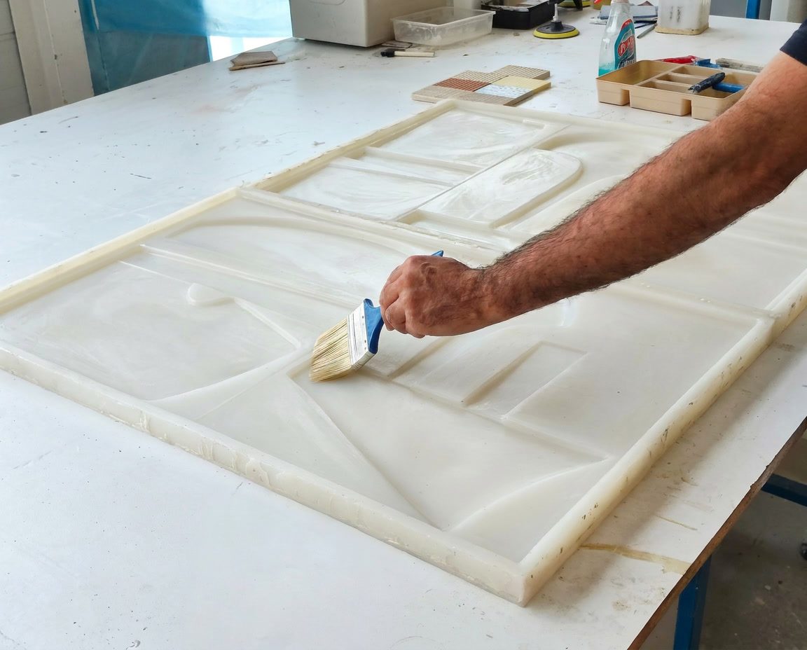 Mould preparation — release agent applied before each cast